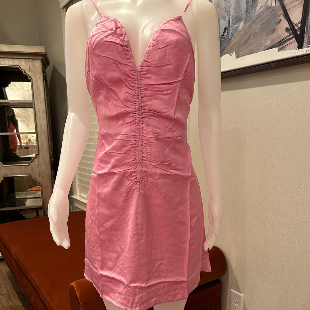 Astr Peony Ruched Body Dress with Spaghetti Straps